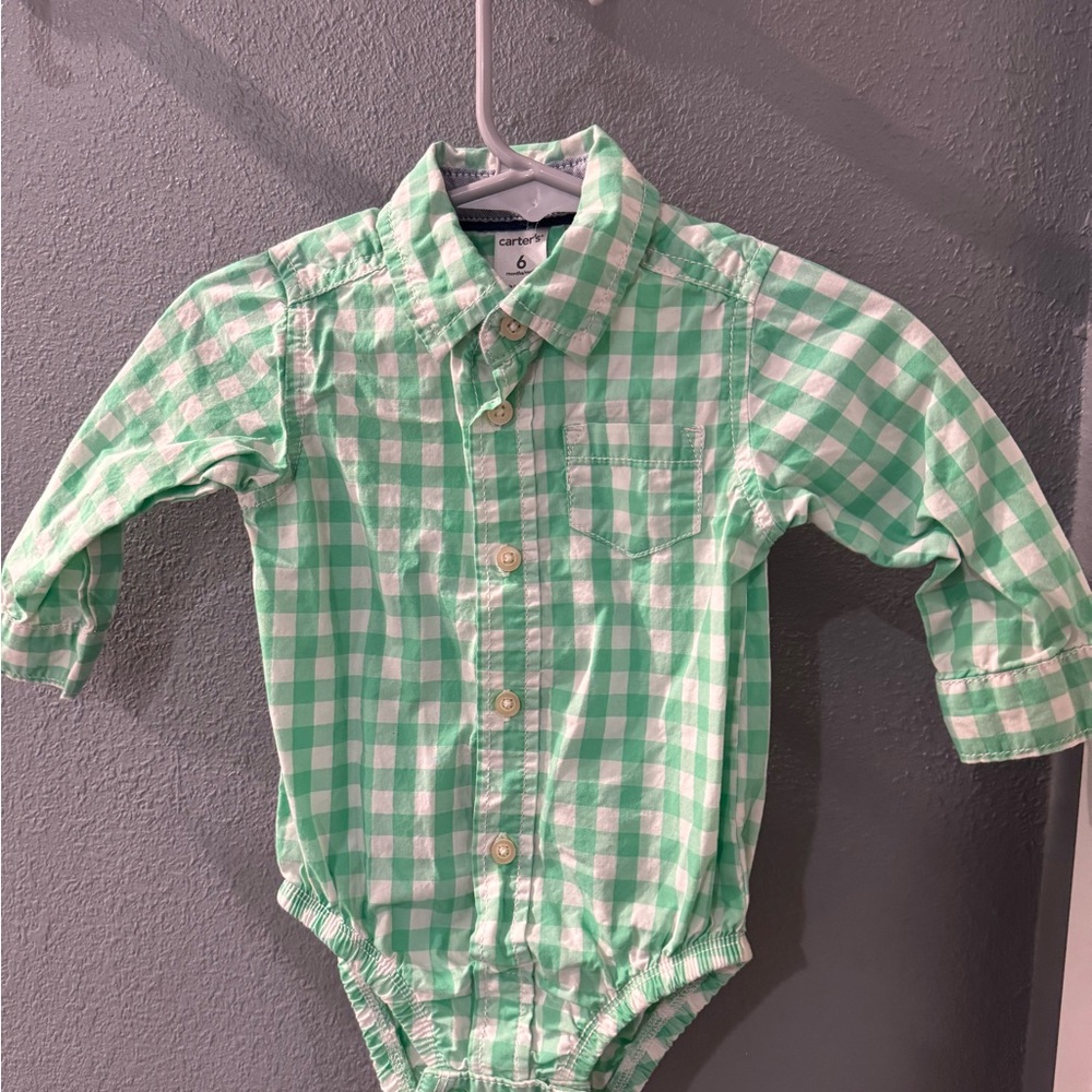 Carter's Mint Checkered Baby Bodysuit